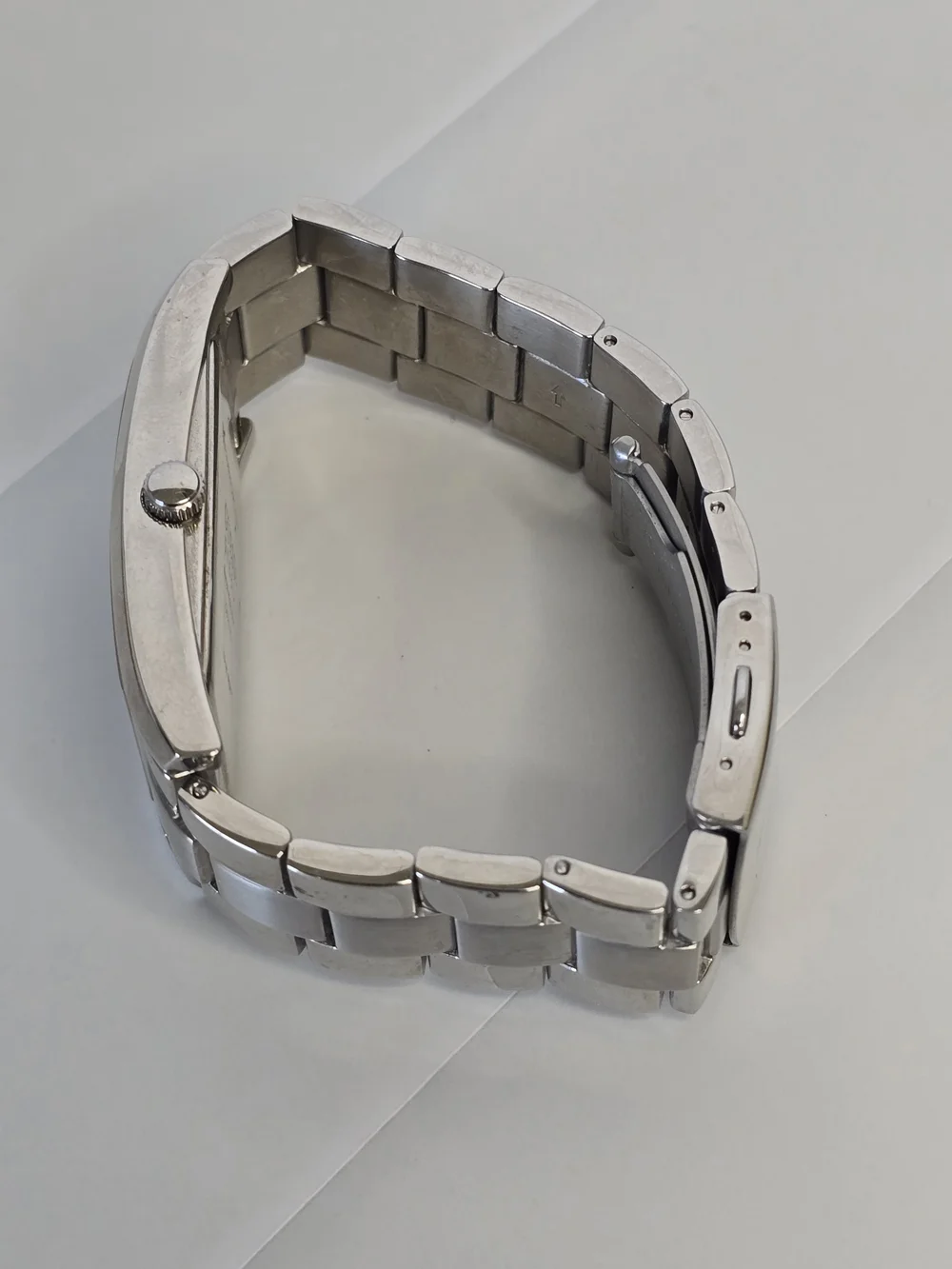GUESS Men's Y2K Silver Steel Bracelet Watch with Black Dial